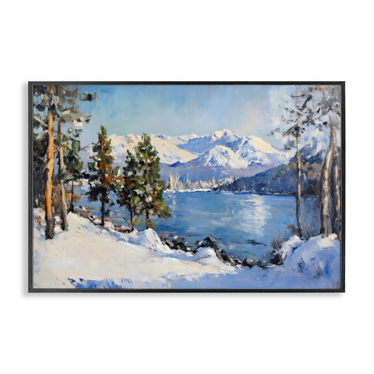Stupell Industries Winter Mountain Lake Framed Giclee, design by Petal Prints Design